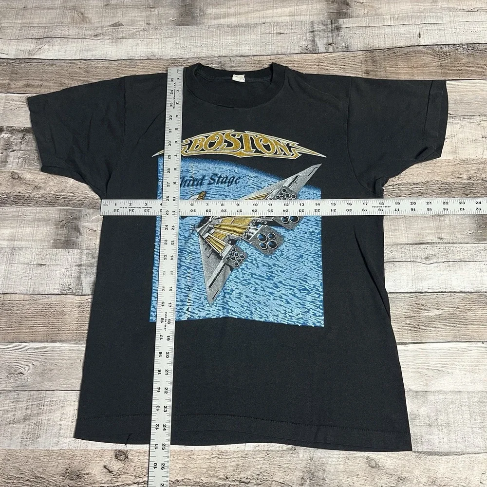 Boston Shirt Size Large Black Vintage 80s Parking Lot tee Rock Band Tee Amanda